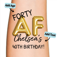 Birthday Balloon Custom Temporary Tattoo
