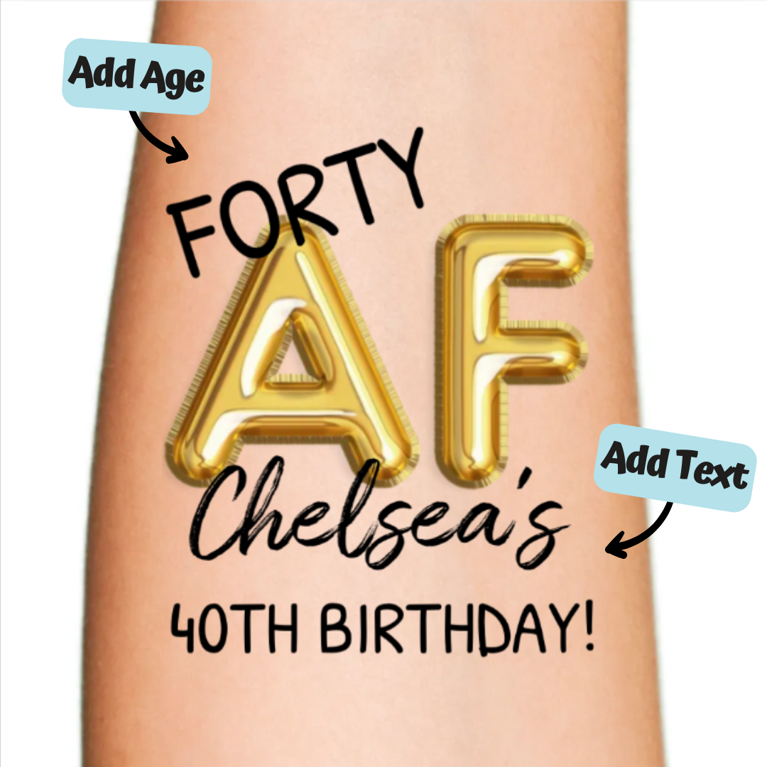 Birthday Balloon Custom Temporary Tattoo
