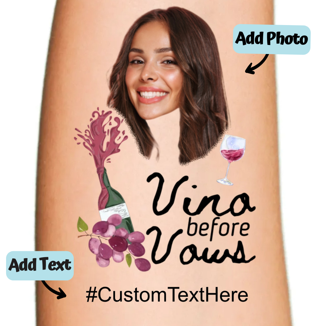 Vino before Vows Wine Tattoo for Bachelorette Party | Inkbond