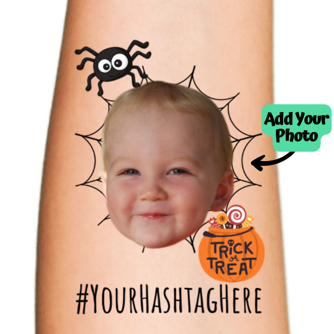 Trick or Treat Spider Web With Custom Text Halloween Tattoo