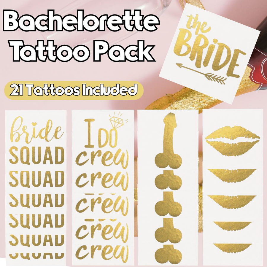 Bachelorette Metallic Temporary Tattoos (21 Tattoos)