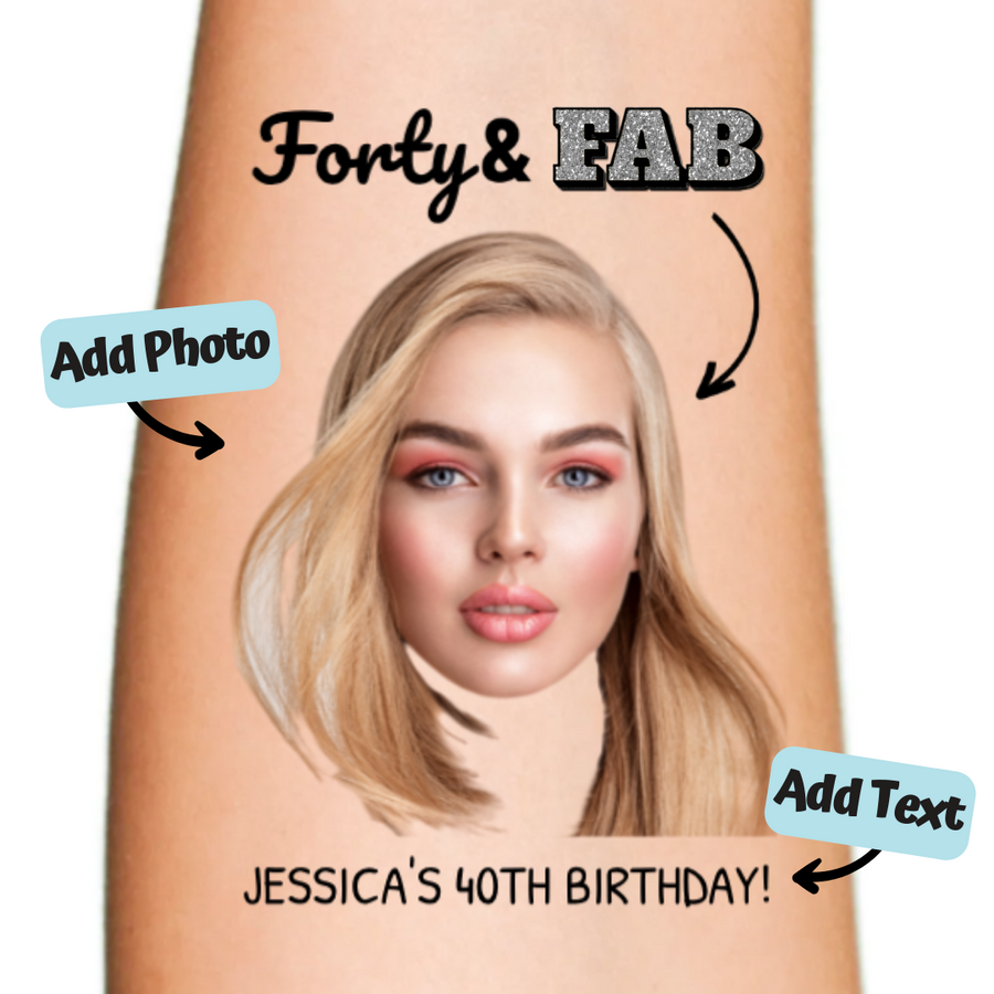 Birthday and Fab Silver Custom Temporary Tattoo