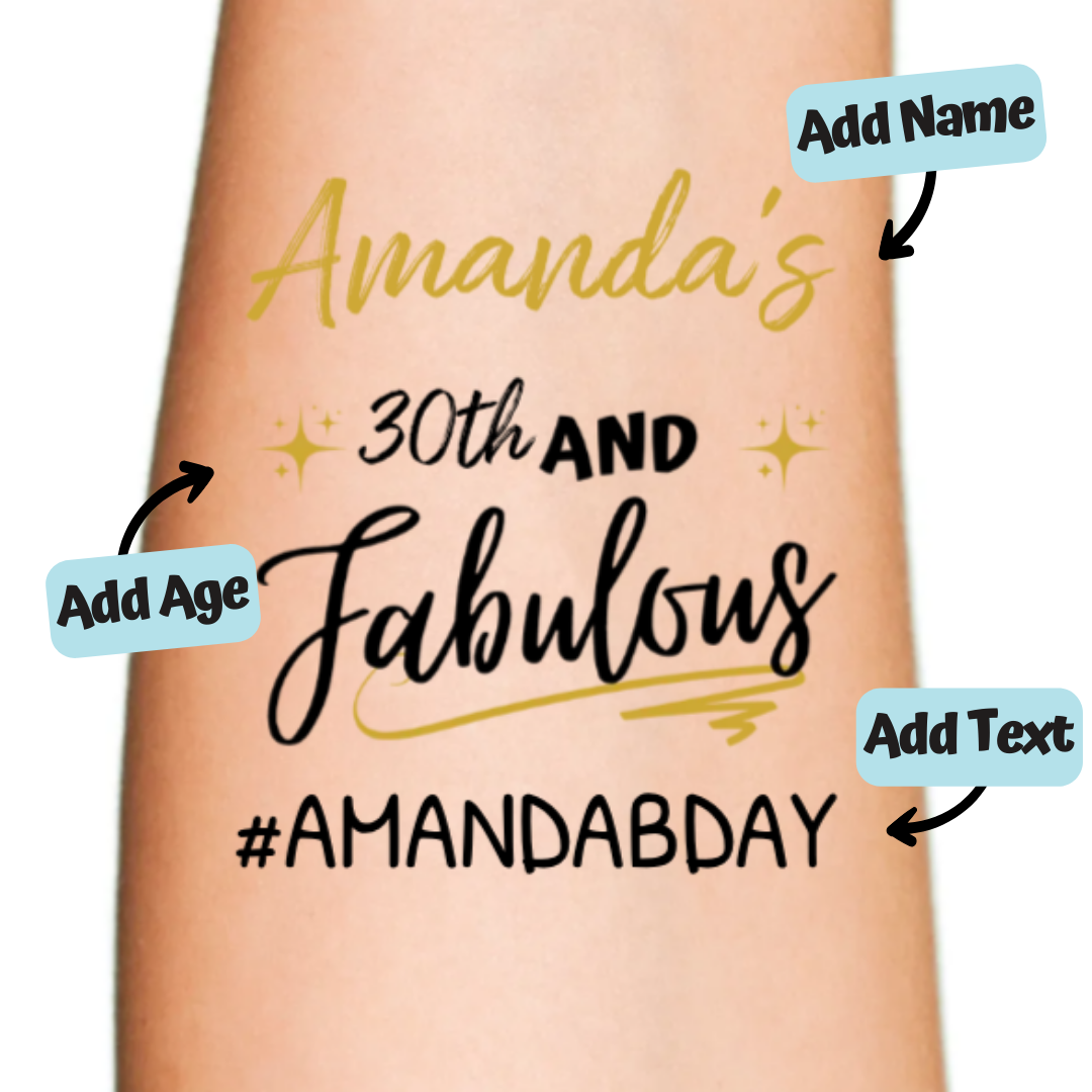 Birthday and Fabulous Temporary Tattoo