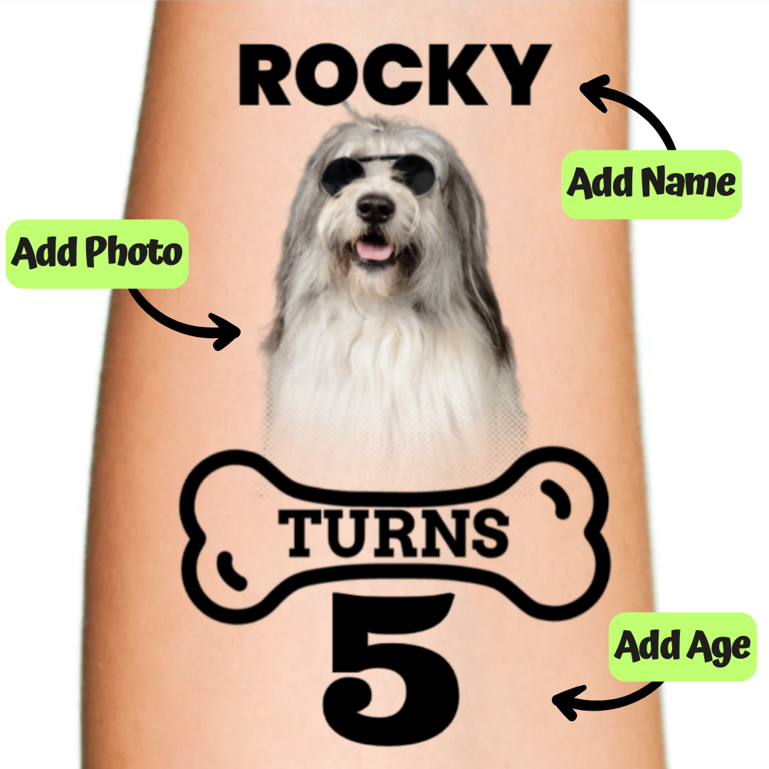 Doggy Birthday Bone Temporary Tattoo