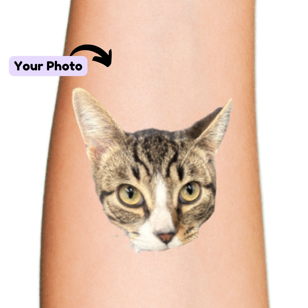 Cat Face Cutout Custom Temporary Tattoo