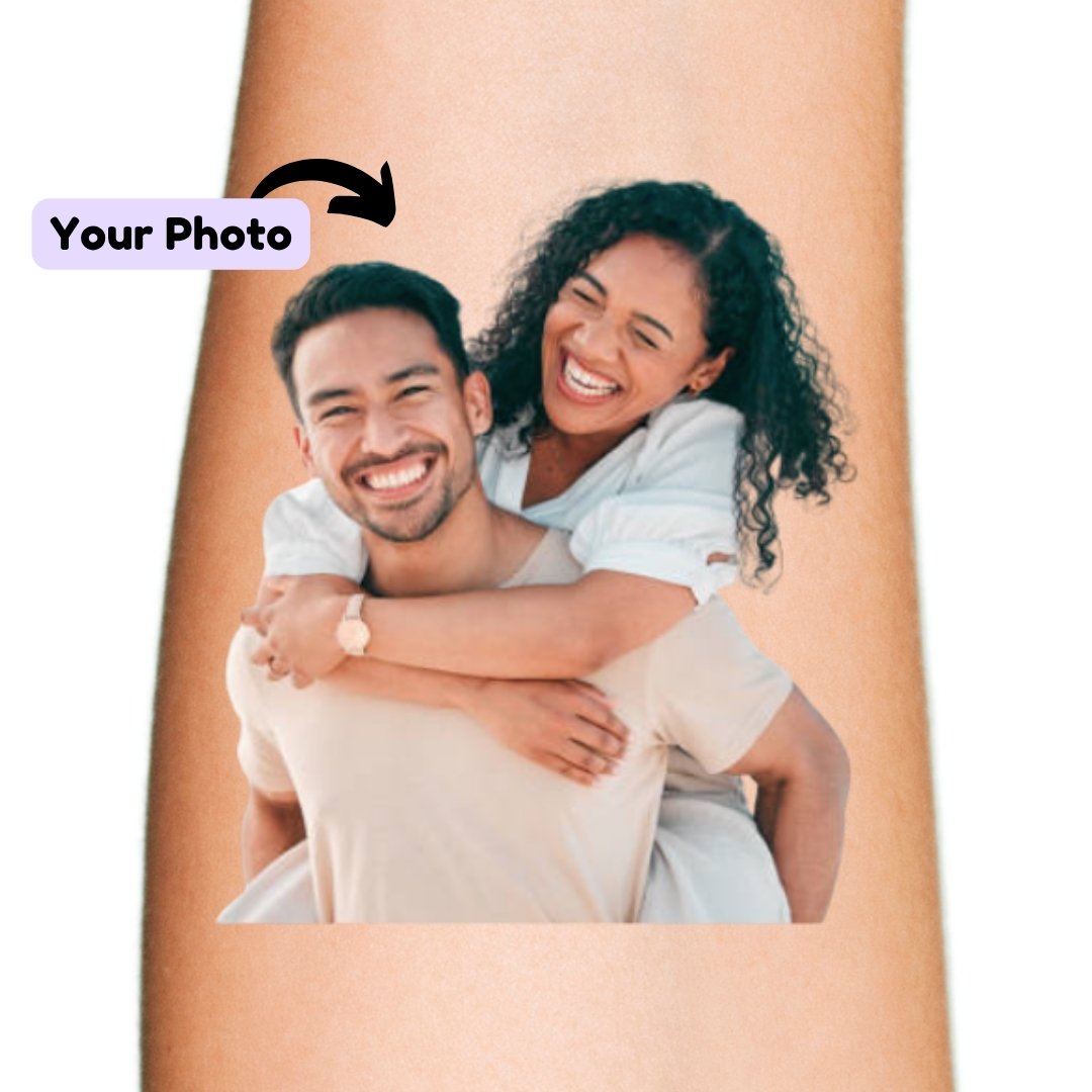 Custom Couple's Photo Background Removal Temporary Tattoo