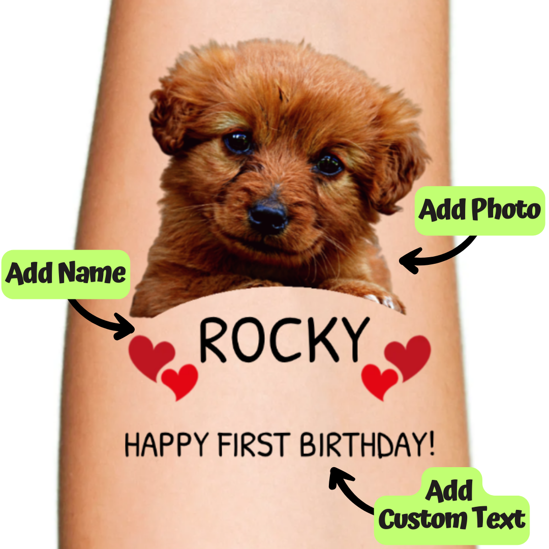 Heart Temporary Tattoo for Dog Birthday Celebration