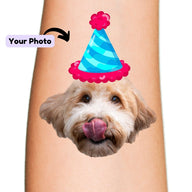 Dog Birthday Hat Custom Temporary Tattoo