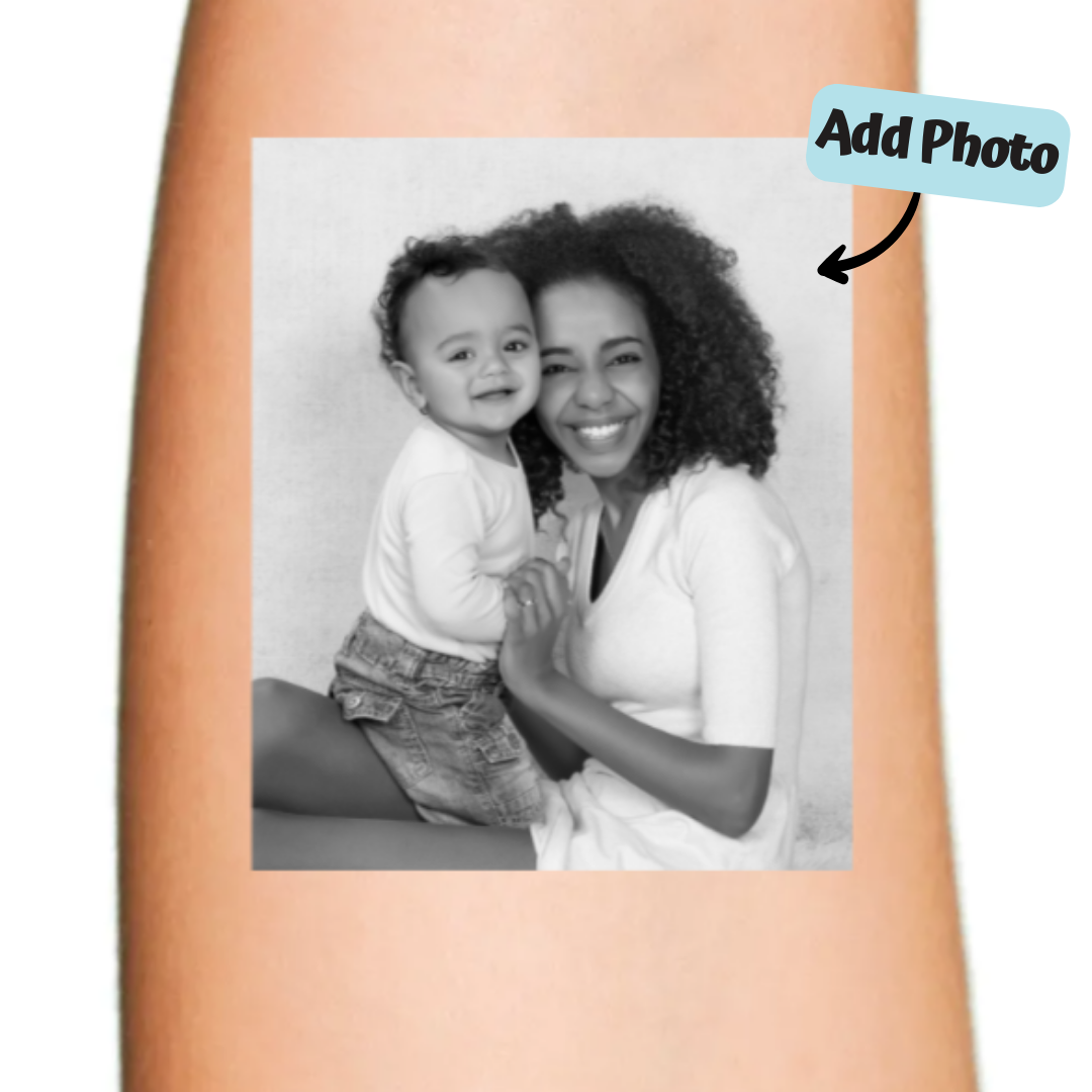 Custom Photo Temporary Tattoo in Grayscale