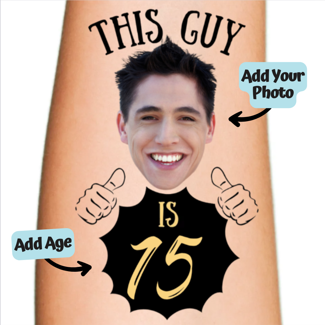 This Guy Birthday With Hands Temporary Custom Tattoo