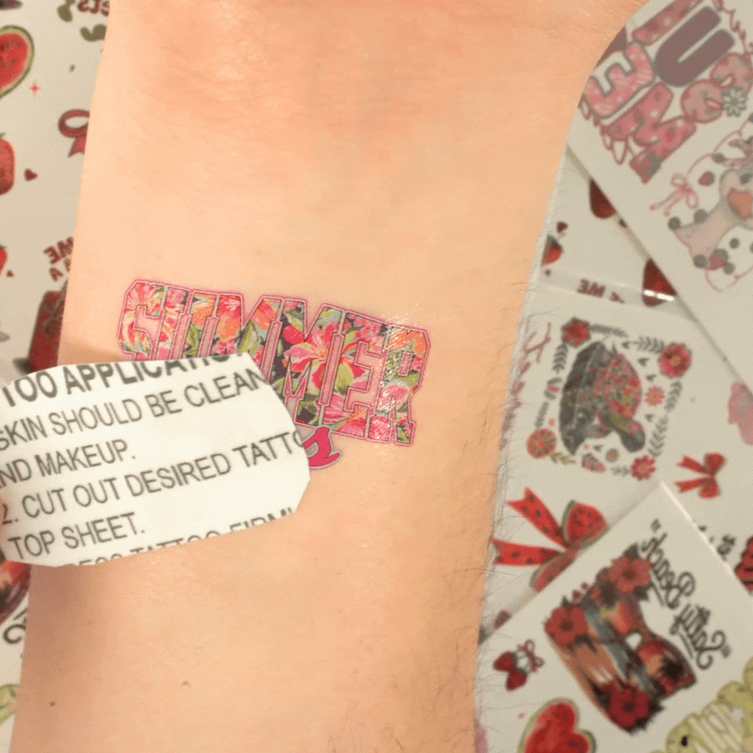 Summer Vibes Temporary Tattoo Sheet (20+ Tattoos)