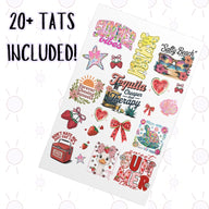 Summer Vibes Temporary Tattoo Sheet (20+ Tattoos)