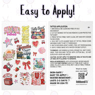 Summer Vibes Temporary Tattoo Sheet (20+ Tattoos)