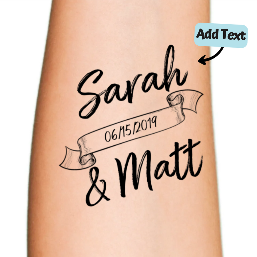 Customizable Wedding Ribbon Temporary Tattoo
