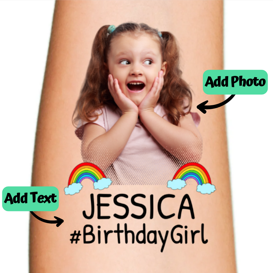 Custom Double Rainbow Temporary Tattoo