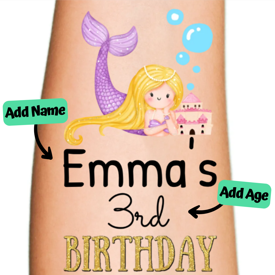 Mermaid and Castle Temporary Tattoo
