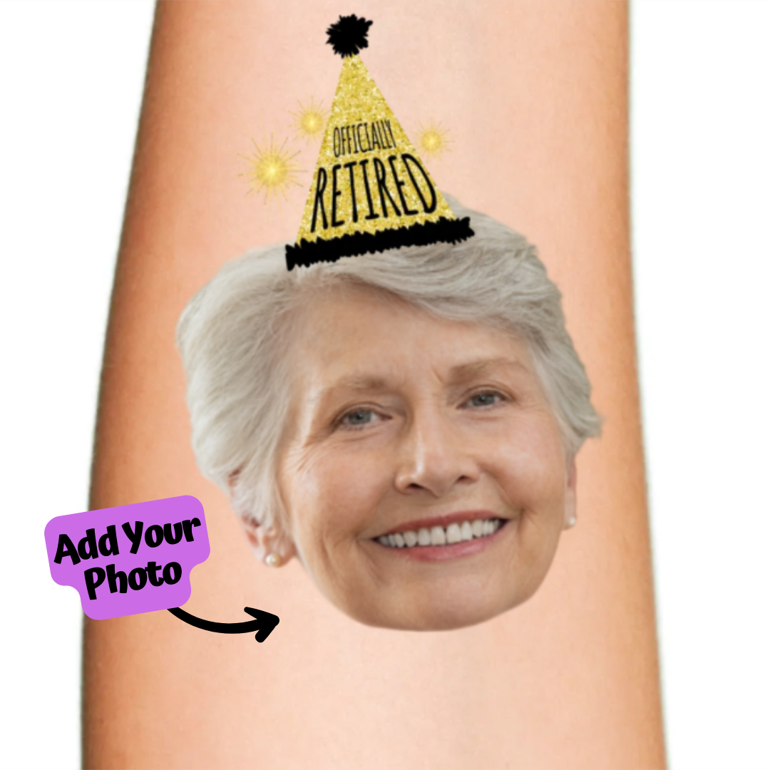 Temporary Tattoo Officially Retired Hat for Retirement Party