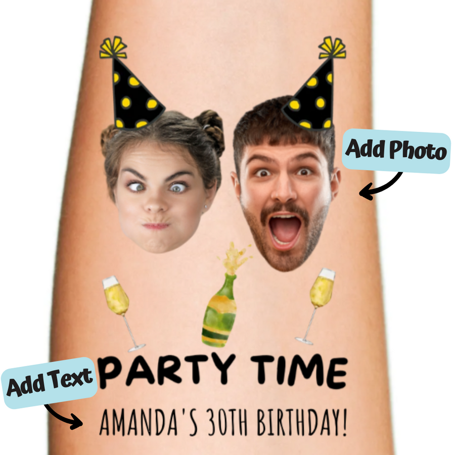 Custom Party Time Temporary Tattoo