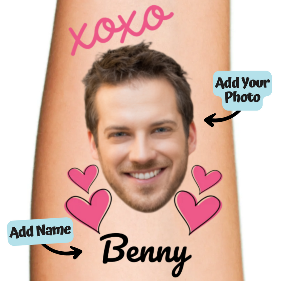 Xoxo Love With Hearts Custom Anniversary Temporary Tattoo