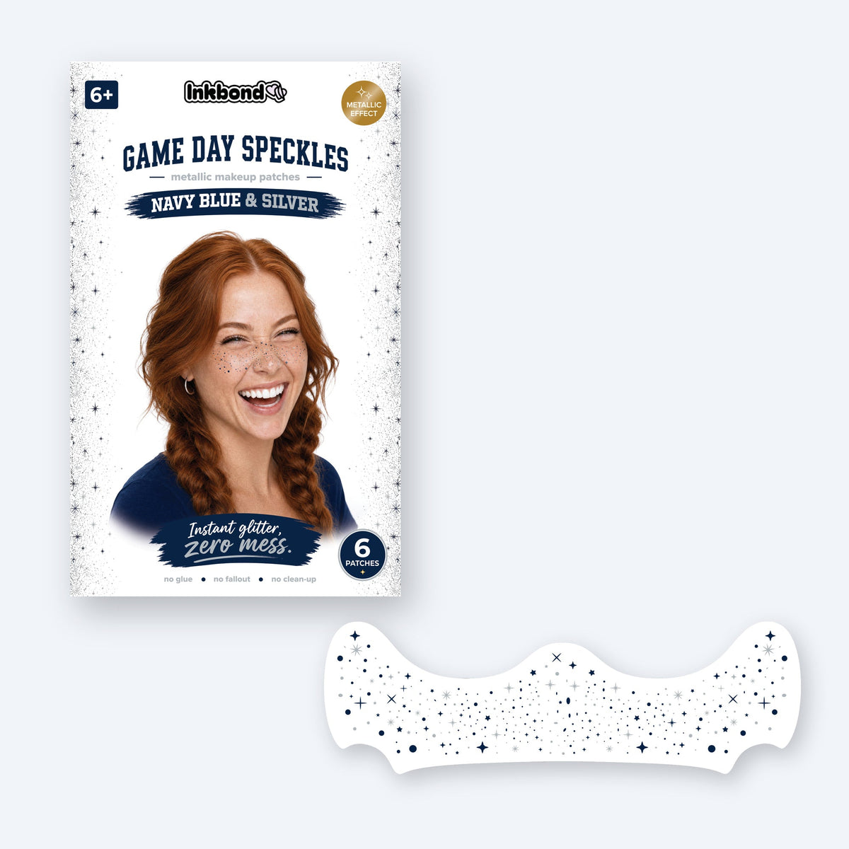 Navy Blue and Silver Game Day Speckles envelope with the six patch glitter freckle sheet