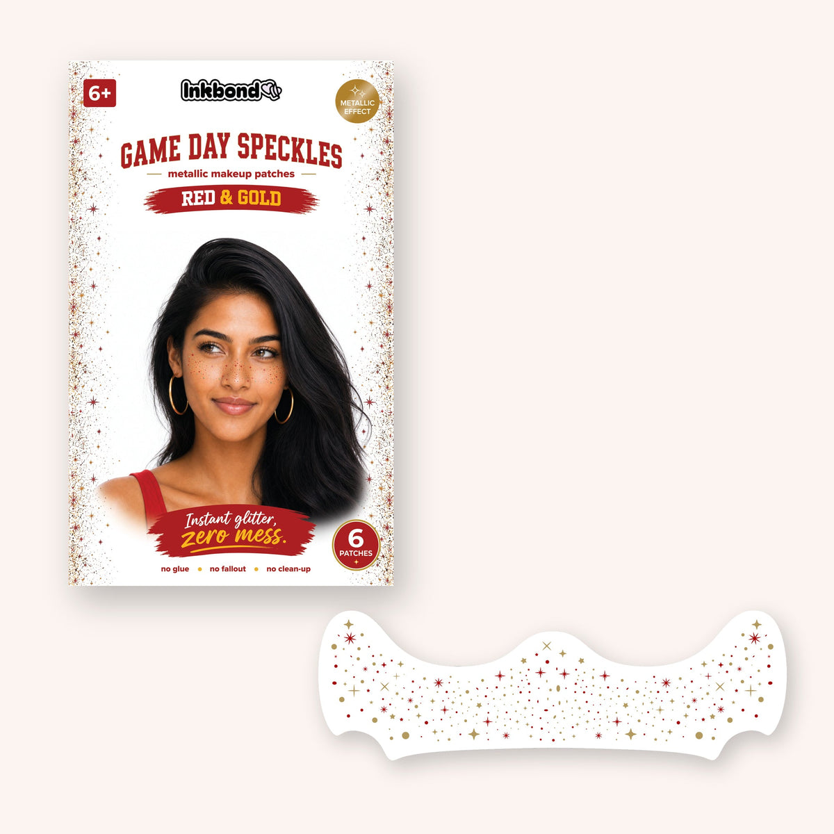 Red and Gold Game Day Speckles envelope with the six patch glitter freckle sheet