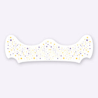 Purple and gold metallic speckle patch close up showing the freckle pattern