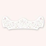 Red and gold metallic speckle patch close up showing the freckle pattern