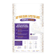 Purple and Gold Game Day Speckles back panel with application instructions