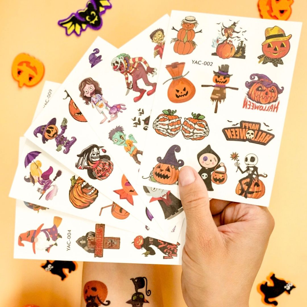 Halloween Spirit Temporary Tattoos Sheets (40+ Tattoos)
