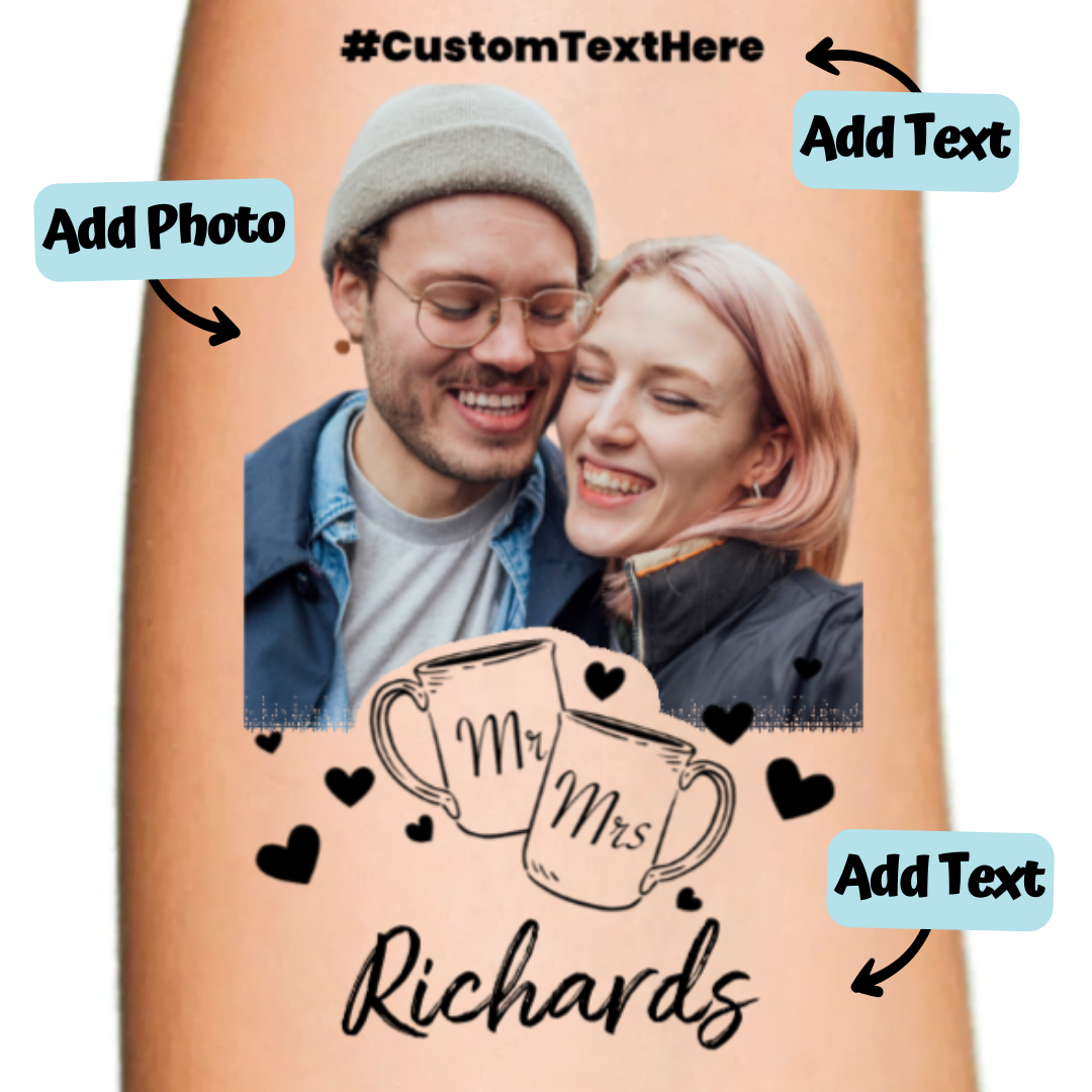Mrs. Ink Mr and Mrs Cups Design Temporary Tattoo Online: Buy Now! | Inkbond