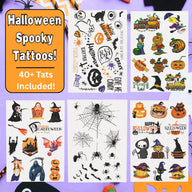 Halloween Spirit Temporary Tattoos Sheets (40+ Tattoos)