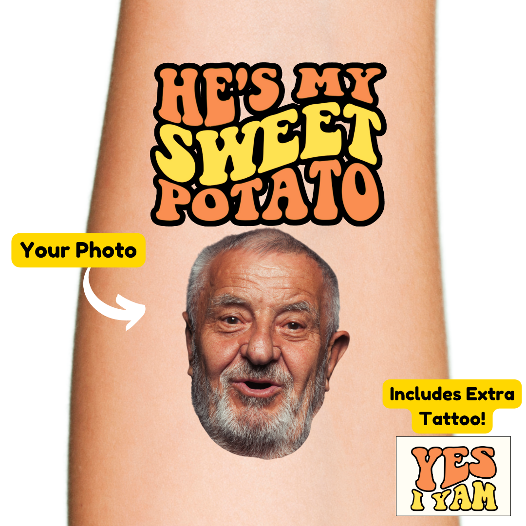 Thanksgiving Sweet Potato I Yam Custom Face Temporary Tattoo Set