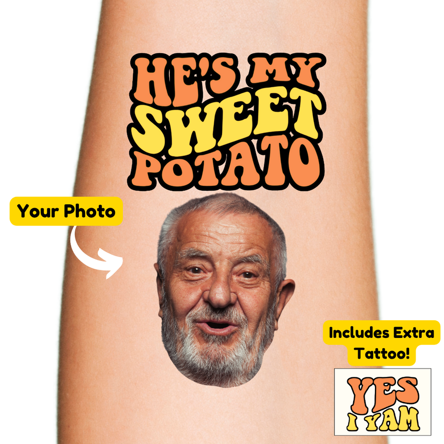 Thanksgiving Sweet Potato I Yam Custom Face Temporary Tattoo Set