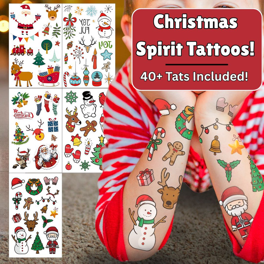 Christmas Spirit Temporary Tattoo Sheets (40+ Tattoos)