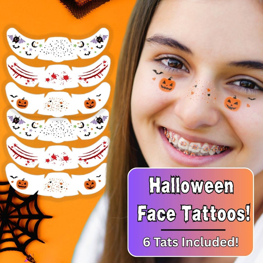 Halloween Face Temporary Tattoos (6 Tattoos Included)