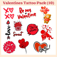 Cupid Valentines Temporary Tattoos (10 Pack)
