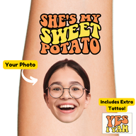 Thanksgiving Sweet Potato I Yam Custom Face Temporary Tattoo Set