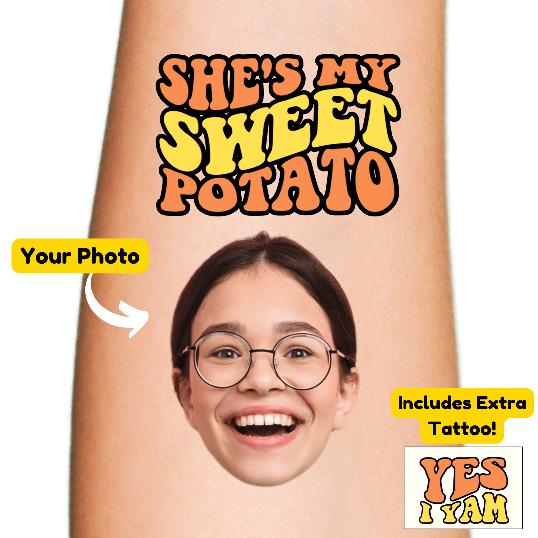 Thanksgiving Sweet Potato I Yam Custom Face Temporary Tattoo Set