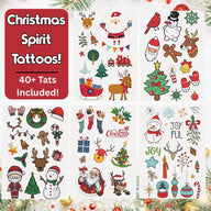 Christmas Spirit Temporary Tattoo Sheets (40+ Tattoos)