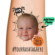 Trick or Treat Spider Web With Custom Text Halloween Tattoo