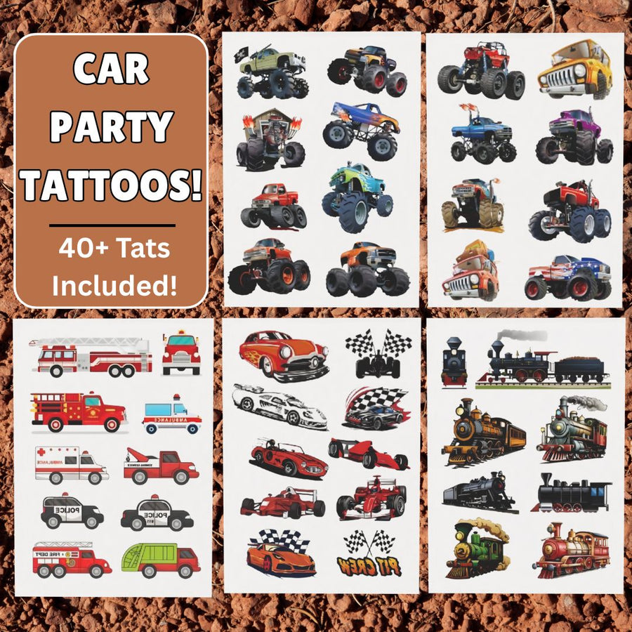 Monster Truck Party Temporary Tattoo Sheets (40+ Tattoos)