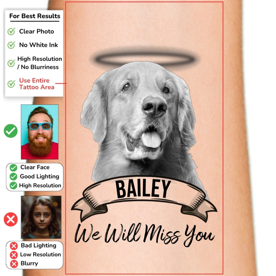 Grayscale Photo with Halo Custom Temporary Tattoo