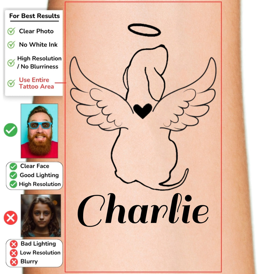 Minimalist Pet Outline Memorial Custom Temporary Tattoo