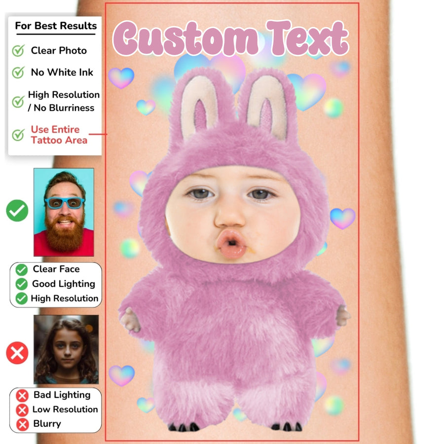 Monster Birthday Custom Face Temporary Tattoo