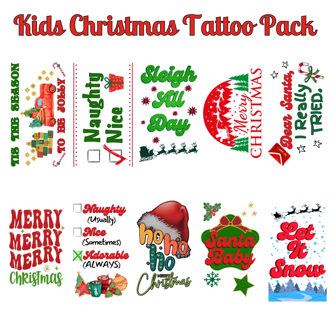 Kids Christmas Tattoo Pack