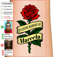 Memorial Rose with Text Ribbon Custom Temporary Tattoo