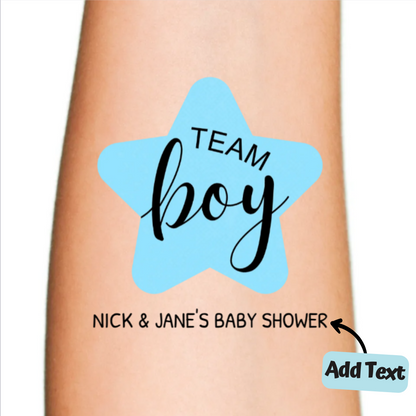 Team Boy Blue Star Temporary Tattoo for Baby Shower Party Favor