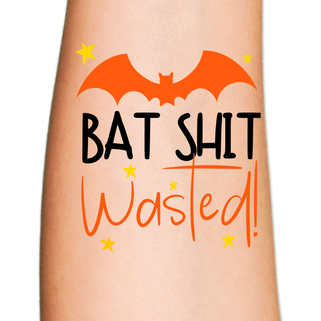 Wasted Bat Halloween Temporary Tattoo