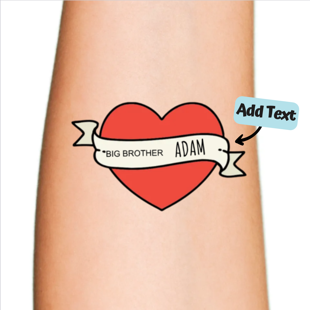 Family Heart Label Temporary Tattoo for Baby Shower