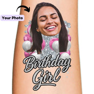 Birthday Girl Balloon Custom Temporary Tattoo